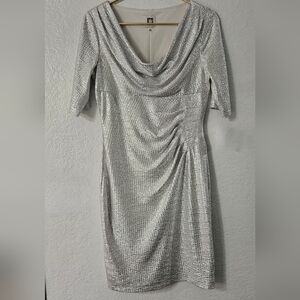 Anne Klein Silver Foil Cocktail Dress
